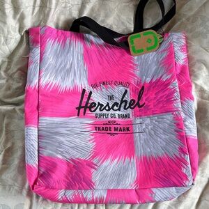 NWT Herschel Supply Company Vibrant Pink and Gray Tote Bag